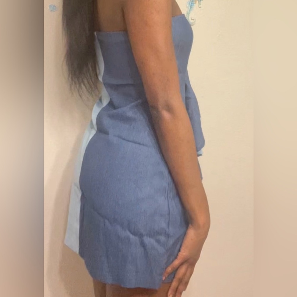 Stylish Blue Ruffle Dress - Picture 2 of 2
